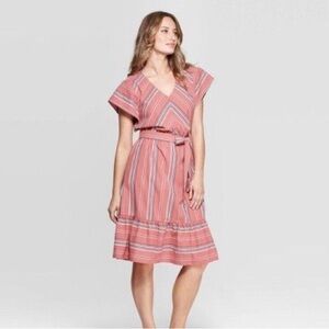 Universal Thread | 100% Cotton Striped Ruffle Hem Midi Dress